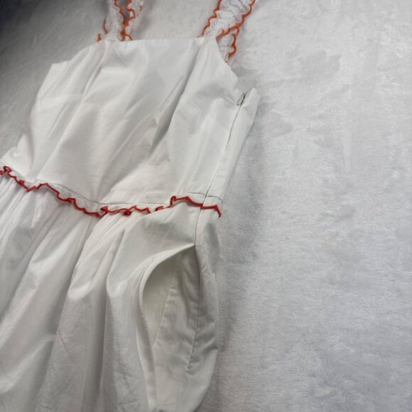 J.Crew Womens White Dress Sleeveless Maxi Dress Ruffle Trim Smocked Back Sz10 - Picture 11 of 13